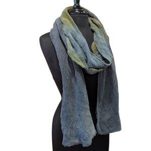Vintage Handknit Y2K Long Gray and Olive Scarf Tie Dye Boho Iwanciw